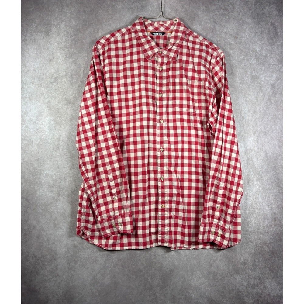 The North Face Shirt Mens XXL Red Gingham Plaid Button Down Long Sleeve Cotton